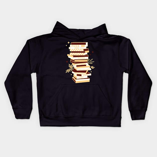 Stacked Pizza Boxes Kids Hoodie by InkyArt